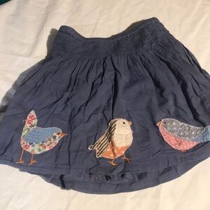 Mini Boden Blue Skirt with Bird Appliqué